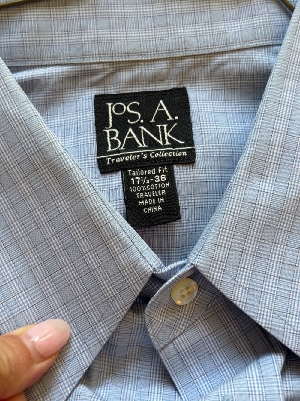 Jos. A. Bank Light Blue Micro-Check Dress Shirt